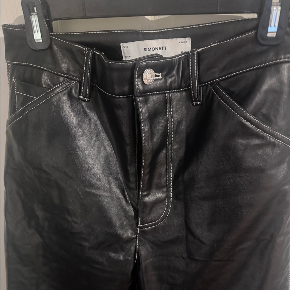 Simonett Kika High Waisted Vegan Leather Pants in Black Medium - Picture 5 of 14